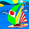 Sail with Dolphins: Yatch Coloring