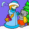 Snow Maiden and Little Bear Coloring